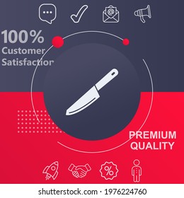 Knife icon. Customize your design with a navy and red colored background template
