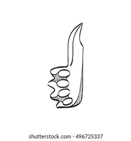 Knife icon in doodle sketch lines. Weapon assault battle danger dagger