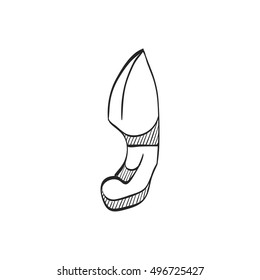 Knife icon in doodle sketch lines. Weapon assault battle danger dagger