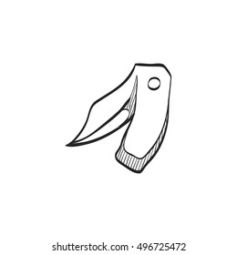 Knife icon in doodle sketch lines. Weapon assault battle danger dagger