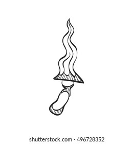 Knife icon in doodle sketch lines. Weapon assault battle danger dagger
