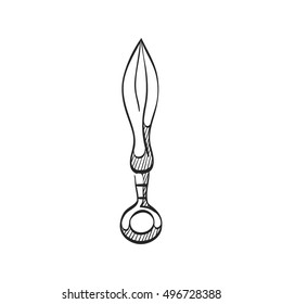 Knife icon in doodle sketch lines. Weapon assault battle danger dagger