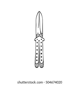 Knife icon in doodle sketch lines. Weapon assault battle danger dagger