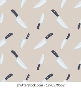 Knife Icon Emoji Pattern. Kitchen Tool Seamless Background Symbols. Doodle Emoticon Illustration Design Vector.