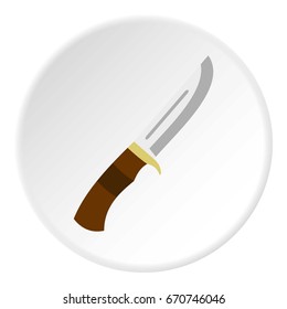 Knife icon in flat circle isolated vector illustration for web