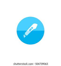 Knife icon in flat color circle style. Cutter office supply hand craft
