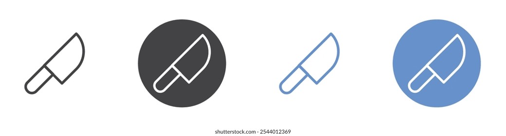 Knife icon Flat set in black and white color