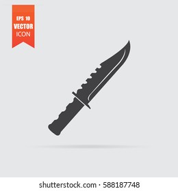 Knife icon in flat style isolated on grey background. For your design, logo. Vector illustration.