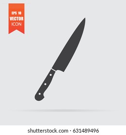 Knife icon in flat style isolated on grey background. For your design, logo. Vector illustration.