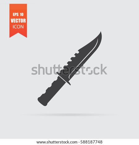 Knife icon in flat style isolated on grey background. For your design, logo. Vector illustration.
