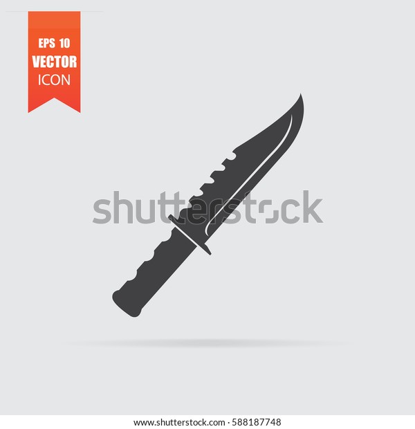 Knife icon in flat style
isolated on grey background. For your design, logo. Vector
illustration.
