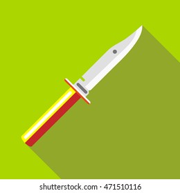 Knife icon in flat style with long shadow. Cut symbol