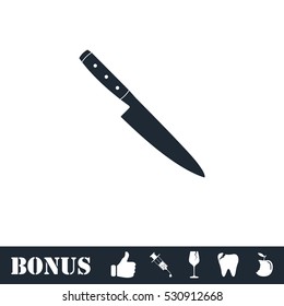 Knife icon flat. Vector illustration symbol and bonus pictogram