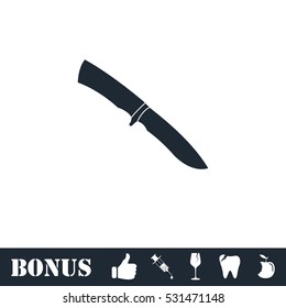 Knife icon flat. Vector illustration symbol and bonus pictogram