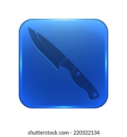 Knife icon - glossy blue button