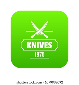 Knife icon green vector isolated on white background