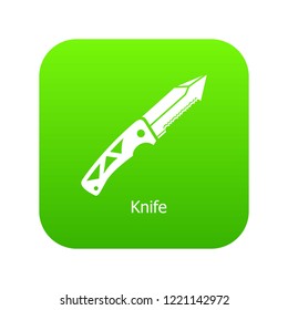 Knife icon green vector isolated on white background