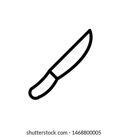 Knife Icon , Kitchen Template Logo Design Emblem Isolated Illustration , Outline Solid Banckground White