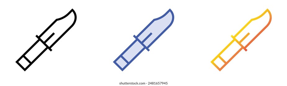 knife icon. Linear, Blue Fill and Gradient Style Design Isolated On White Background