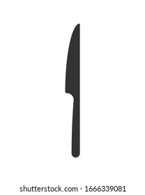 Knife icon logo. Simple flat shape sign. Restaurant cafe kitchen diner place menu symbol. Vector illustration image. Black silhouette isolated on white background.