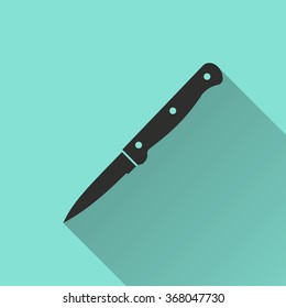 Knife  icon with long shadow, flat design. Vector illustration.