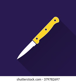 Knife  icon with long shadow, flat design. Vector illustration.