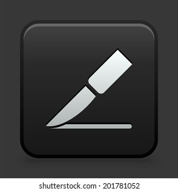Knife Icon on Black and White Button 