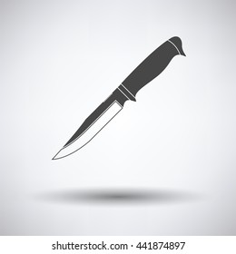 Knife icon on gray background, round shadow. Vector illustration.
