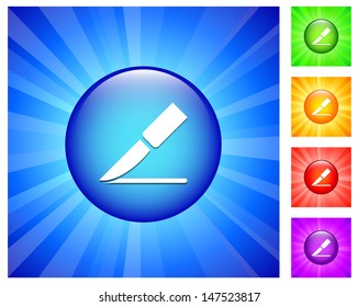 Knife Icon on Round Button with Blue Glow