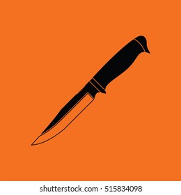 Knife icon. Orange background with black. Vector illustration.