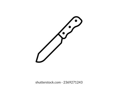 Icono de cuchillo. Icono relacionado con la herramienta de cocina. Adecuado para el diseño de sitios web, aplicación, interfaces de usuario. Estilo de icono de línea. Diseño de vector simple editable