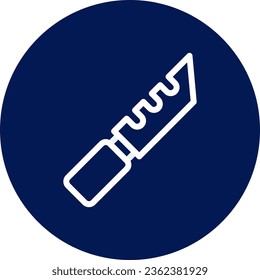 Knife icon rounded blue white colour military vector army element and symbol perfect.