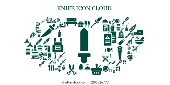  knife icon set. 93 filled knife icons. Simple modern icons about  - Sword, Picnic, Utensils, Weapon, Meal, Canteen, Sabers, Fishing line, Cutting board, Stapler, Fork, Cutter