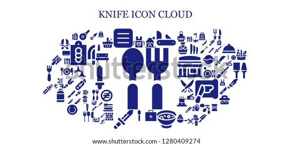 Knife Icon Set 93 Filled Knife Stock Vector Royalty Free 1280409274