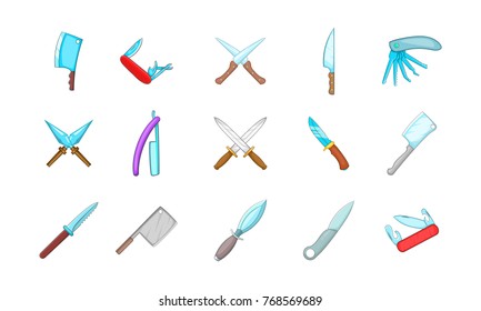 Knife icon set. Cartoon set of knife vector icons for your web design isolated on white background