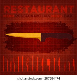 Knife with icon set collection
