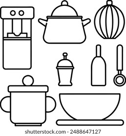 Knife icon set. editable stroke outline icons set. vector illustration.