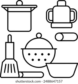 Knife icon set. editable stroke outline icons set. vector illustration.