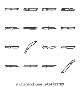 Knife icon set isolated on white