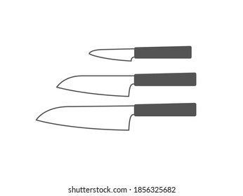 Icono de cuchillo. Juego de cuchillos de cocina, signo de diseño plano aislado en blanco. Ilustración vectorial simple.