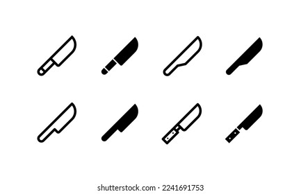 knife icon set. set of knives isolated - stock vector.	