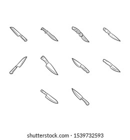 Knife icon set . Outline illustration of knife vector icon for web design isolated on white background
