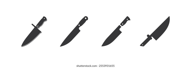 Knife icon set Silhouette vector