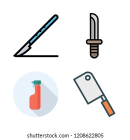 knife icon set. vector set about dagger, butcher, scalpel and tools and utensils icons set.