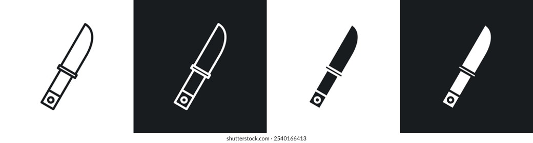 knife icon set. Vector symbols in black and white colors.