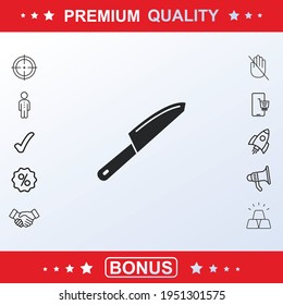 Knife icon, sign, vector set, outline illustration concept. Extra vector elements for your design. Vector