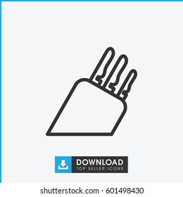 knife icon. simple outline knife vector icon. on white background.