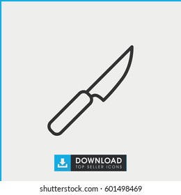 knife icon. simple outline knife vector icon. on white background.