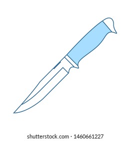 Icono de cuchillo. Línea Delgada Con Diseño De Relleno Azul. Ilustración vectorial.