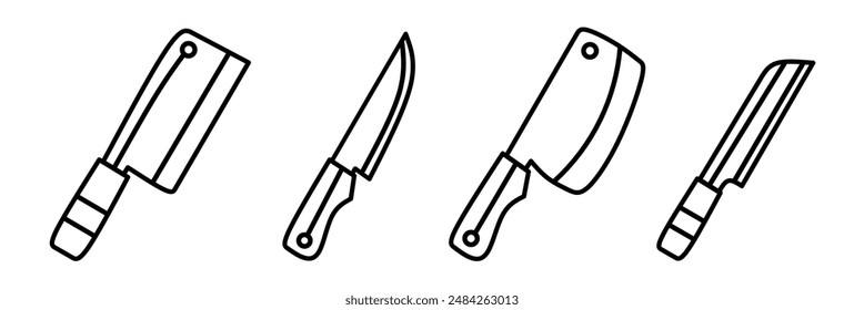 Icono de cuchillo. Cuchillo de línea fina icono colección. Vector estándar.